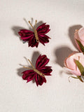 2 Piece Burgundy Butterfly Hair Clips