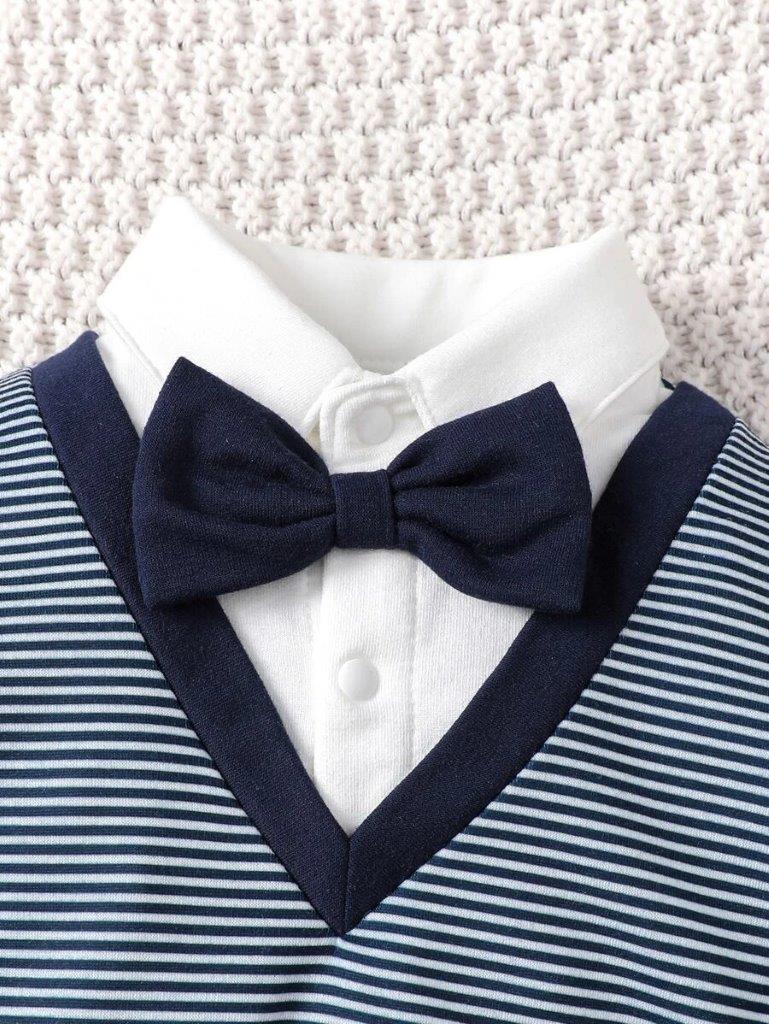Baby Stripe Bow Tie Pullover And Pants Set