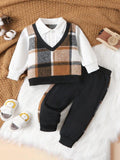 Baby 2 in 1 Plaid Sweatshirt And Pants Set