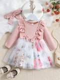 Baby Ruffle Floral Dress With Headband