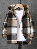 Toddler Boys Check Hooded Coat (Without Tee)