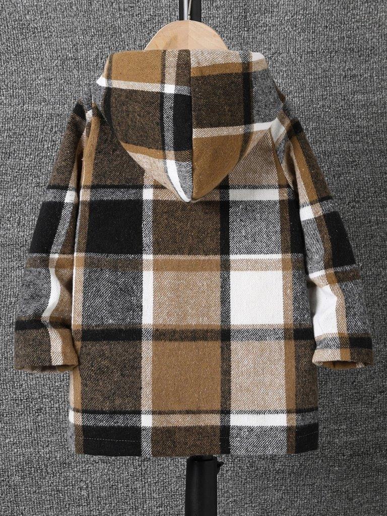 Toddler Boys Check Hooded Coat (Without Tee)
