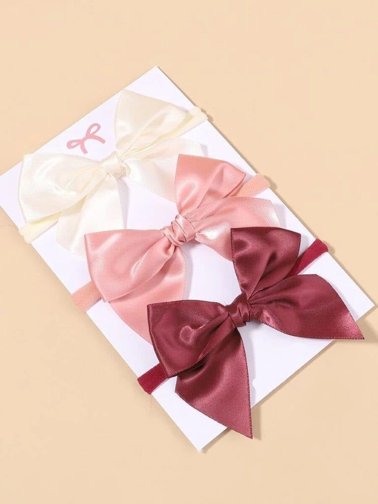 Baby 3 Piece Silk Bow Headband Set