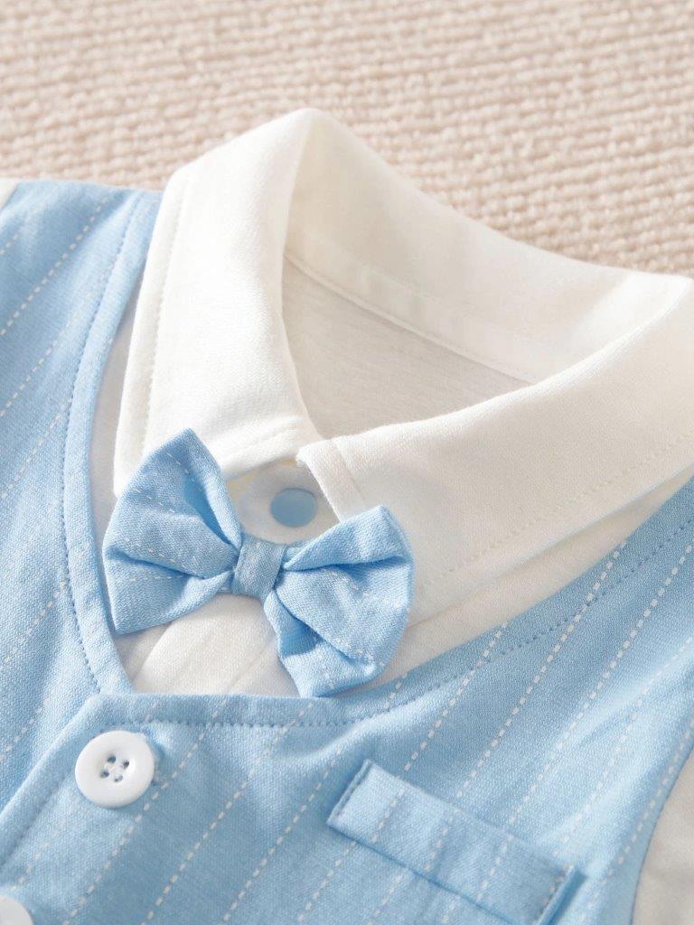 Baby Striped 2 In 1 Bow Tie Romper