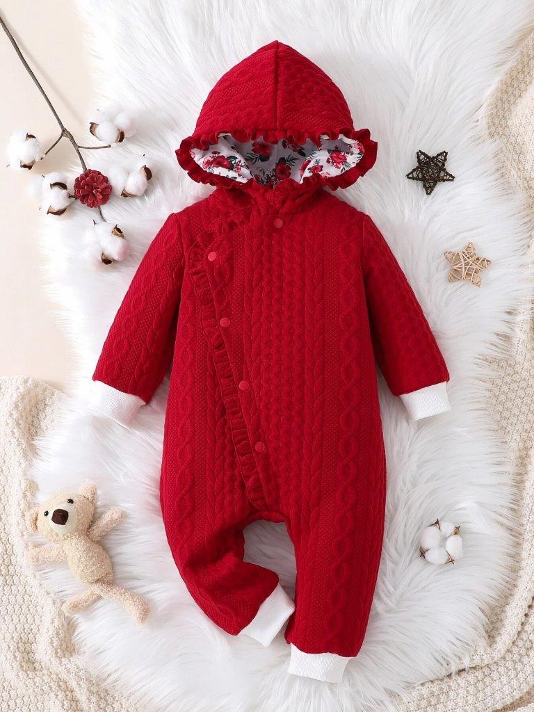 Baby Textured Hooded Jumpsuit