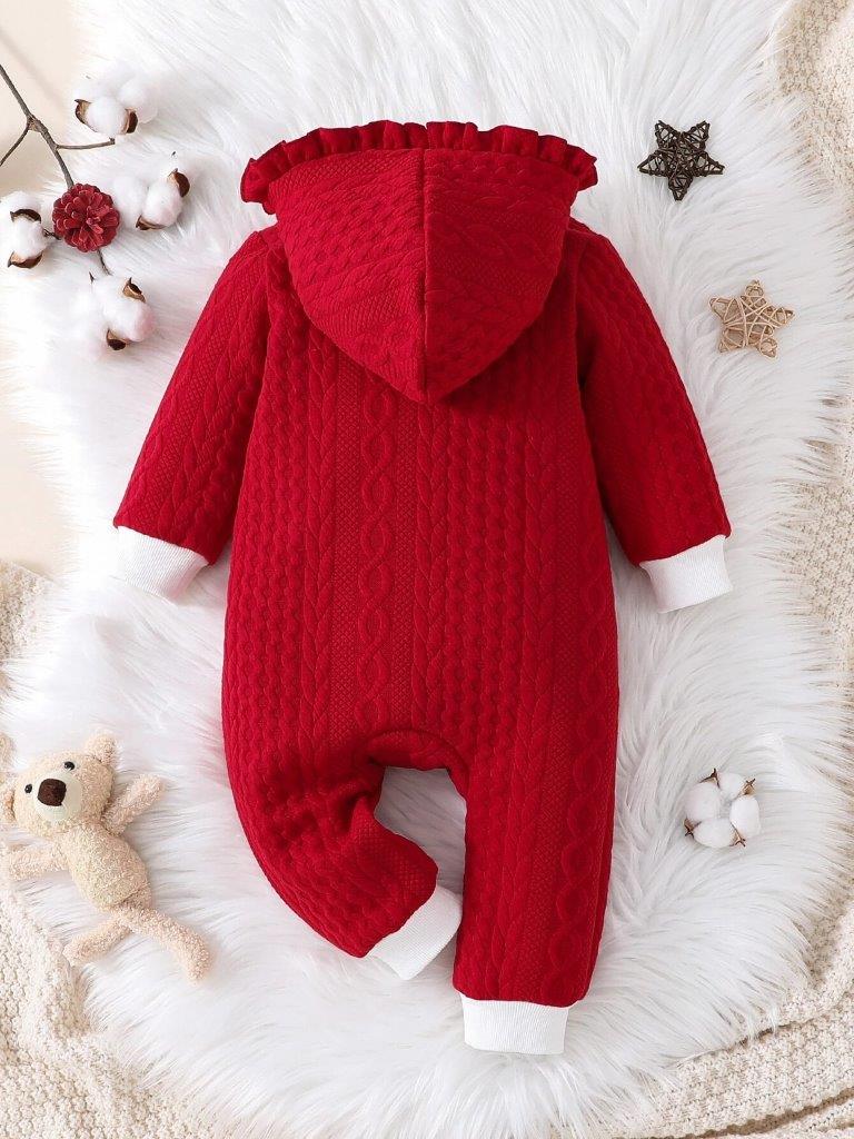 Baby Textured Hooded Jumpsuit