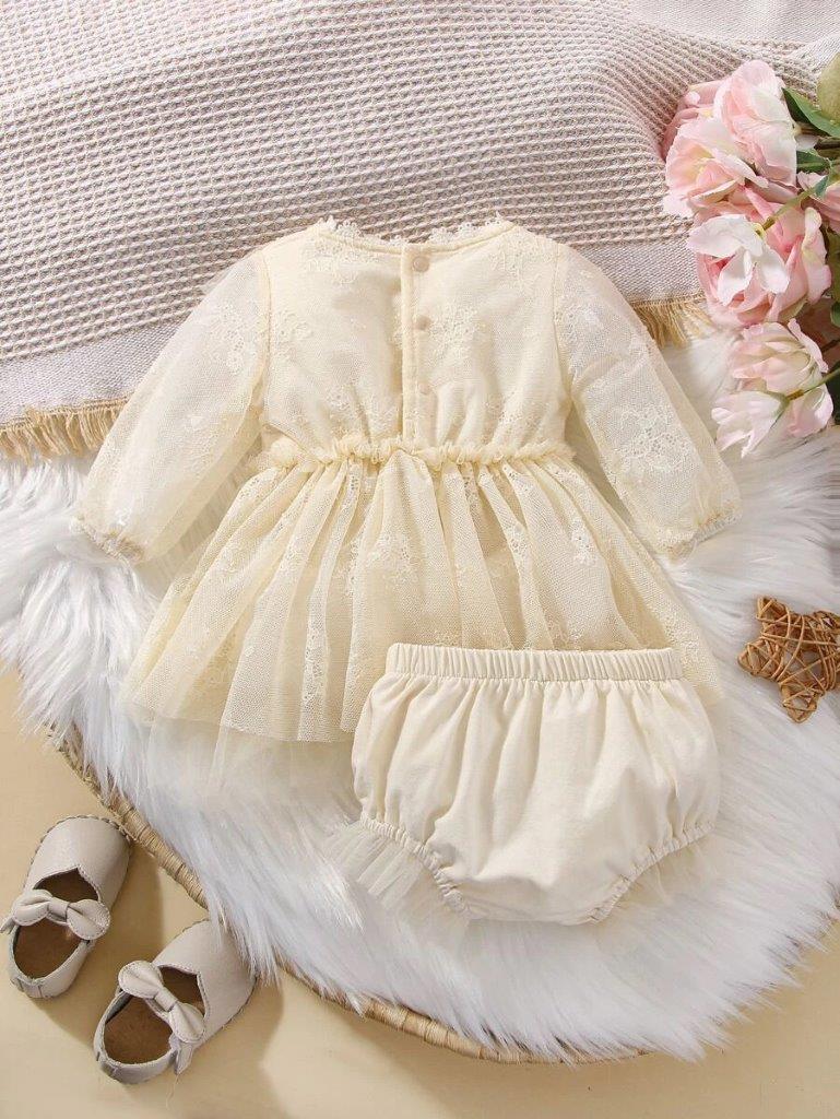 Baby Newborn Mesh Ruffle Dress Set