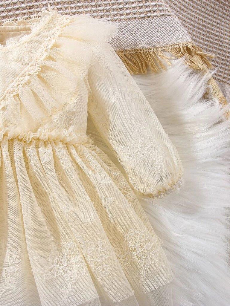 Baby Newborn Mesh Ruffle Dress Set