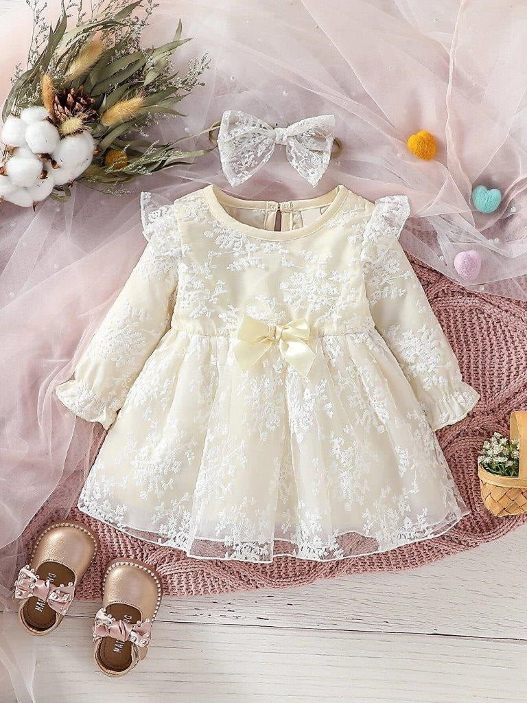 Baby Ruffle Sleeve Lace Dress Set