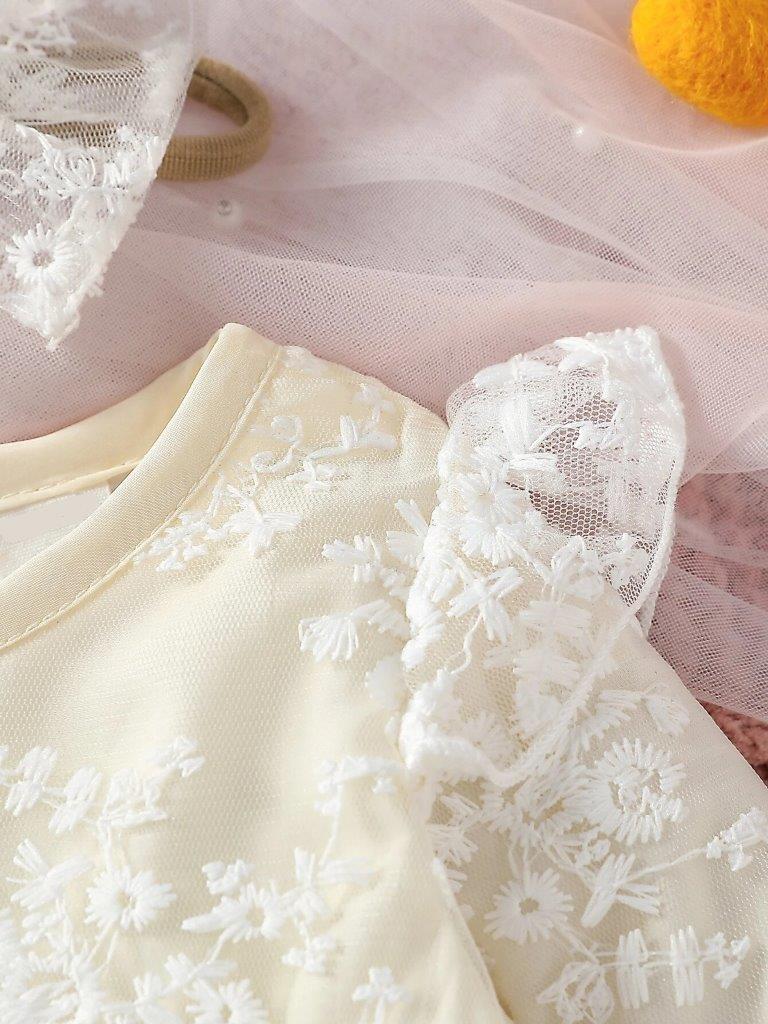 Baby Ruffle Sleeve Lace Dress Set
