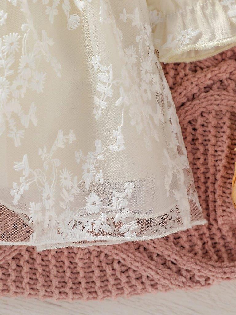 Baby Ruffle Sleeve Lace Dress Set