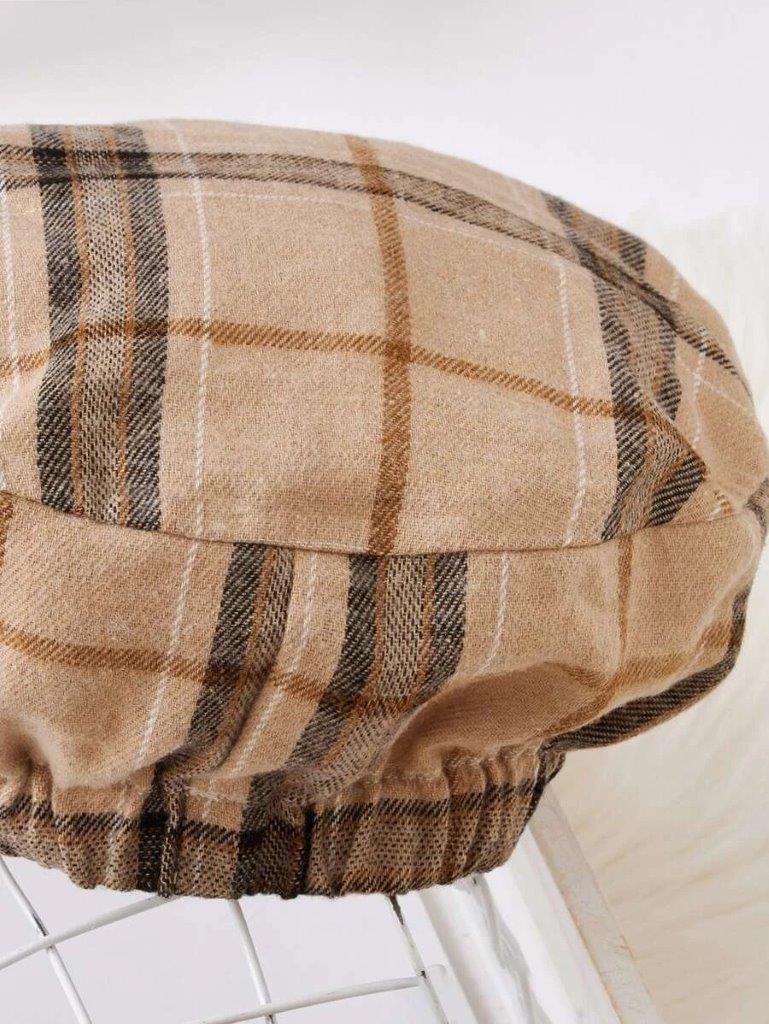 Baby Ruffle Trim Plaid Dress With Hat