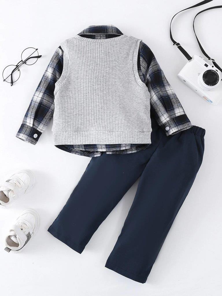 Baby 3 Piece Check Shirt Set