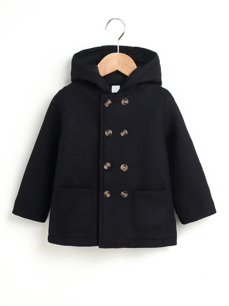 Toddler Unisex Black Hooded Coat