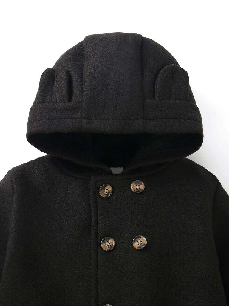 Toddler Unisex Black Hooded Coat