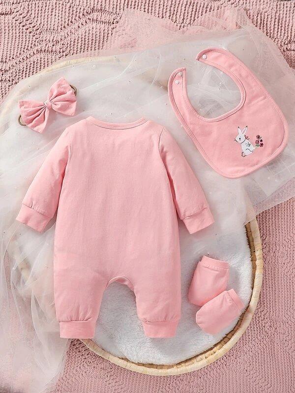 Baby Cartoon Jumpsuit 4 Piece Set