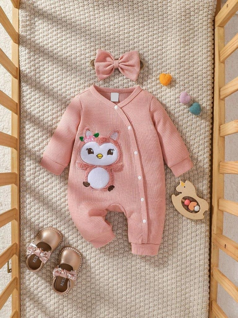 Baby Cartoon Jumpsuit With Headband