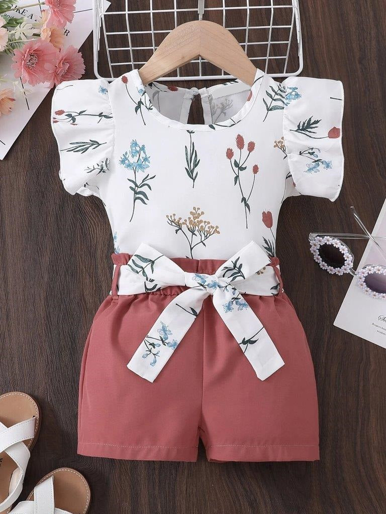 Toddler Girls Floral Tee And Shorts Set