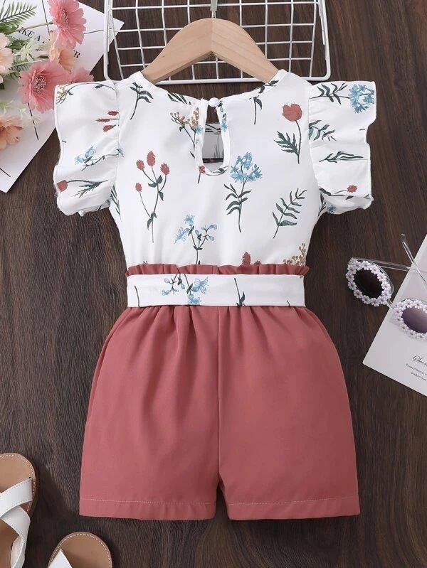 Toddler Girls Floral Tee And Shorts Set