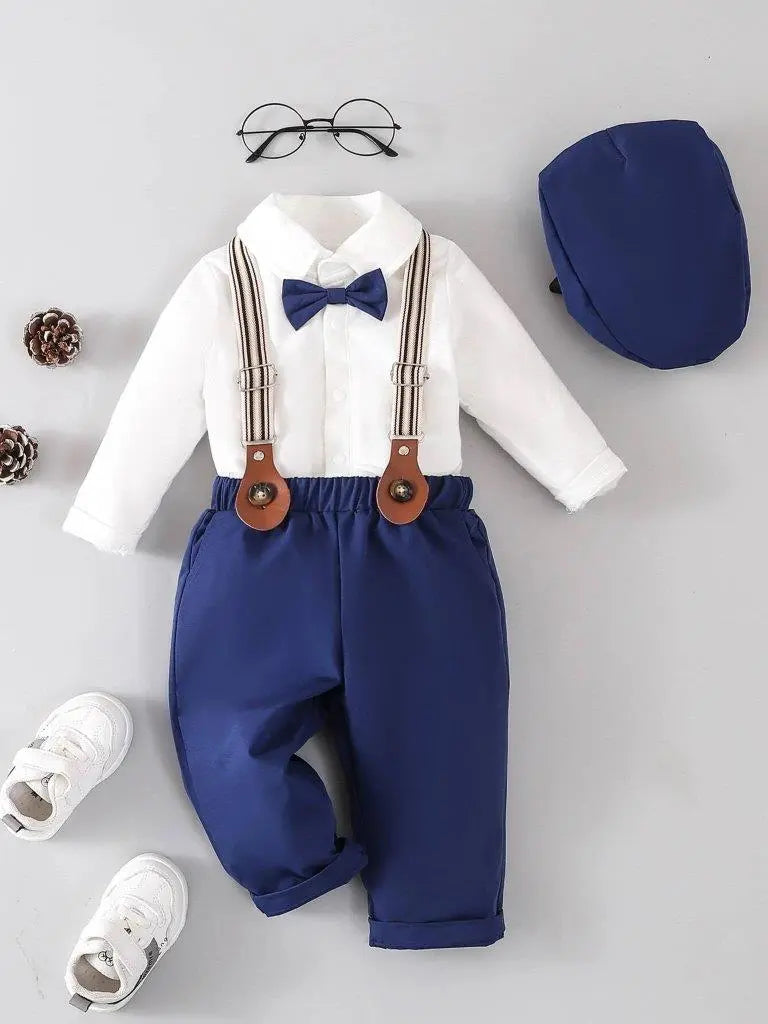 Baby 3 Piece Suspender Gentleman Outfit Blue