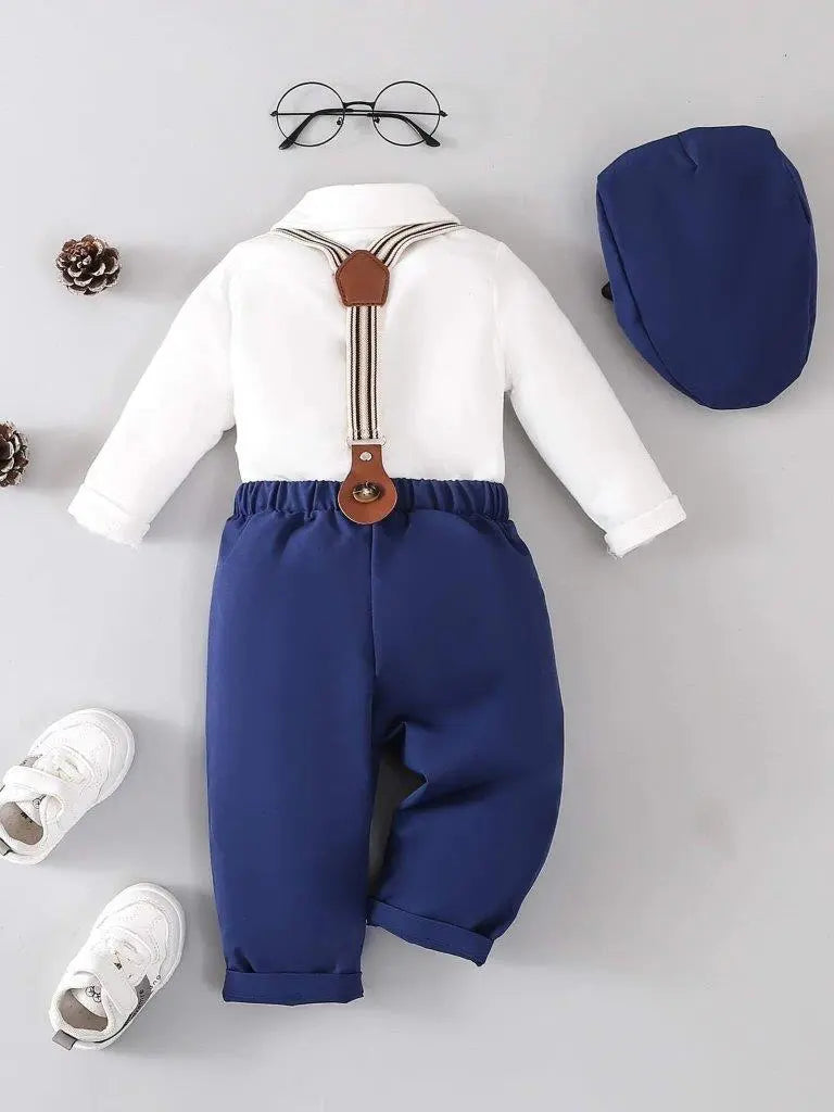 Baby 3 Piece Suspender Gentleman Outfit Blue