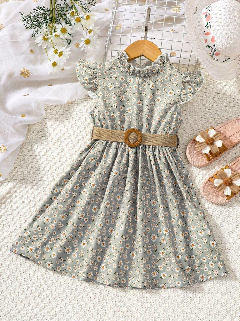 Toddler Girls Floral Belted Dress