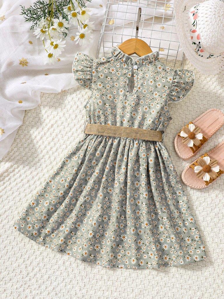Toddler Girls Floral Belted Dress