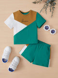 Baby Colour Block Tee And Shorts Set