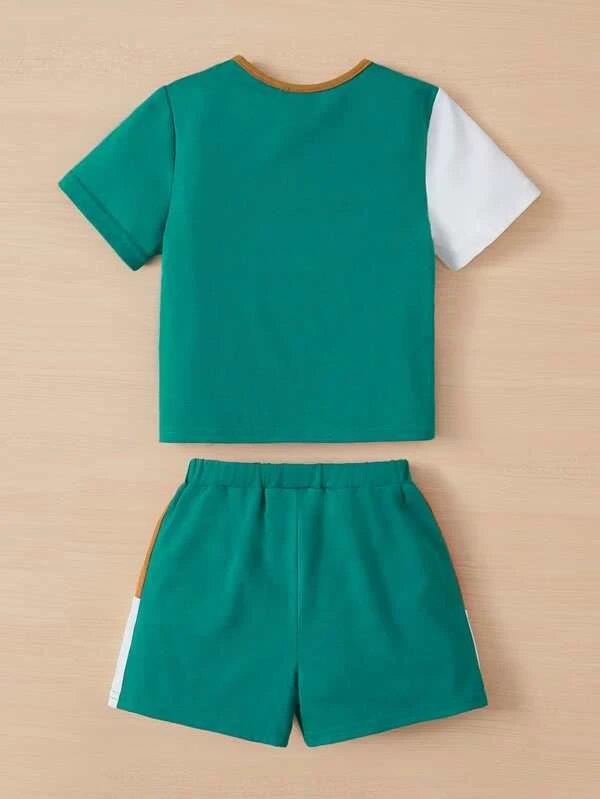 Baby Colour Block Tee And Shorts Set
