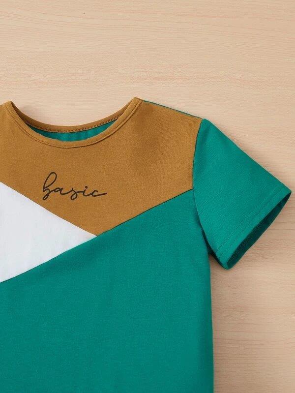 Baby Colour Block Tee And Shorts Set