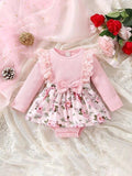 Baby Lace Ruffle Trim Bodysuit Dress