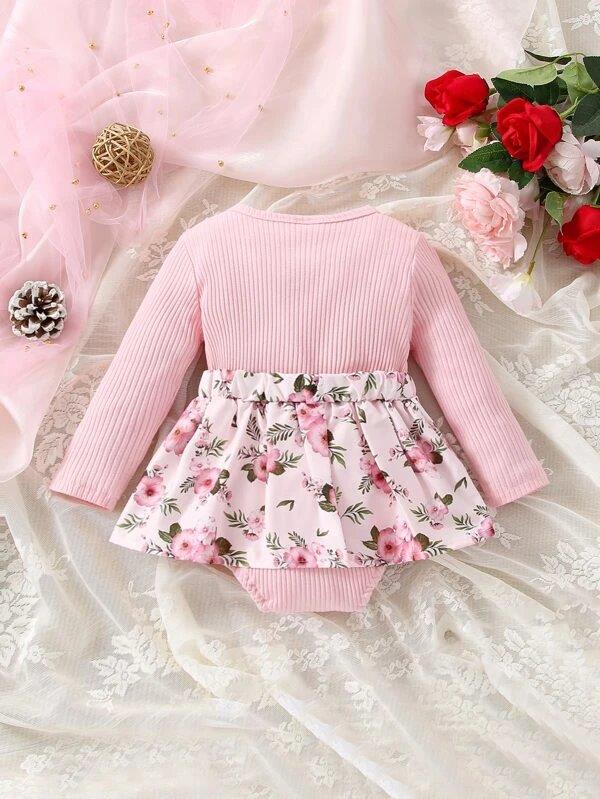 Baby Lace Ruffle Trim Bodysuit Dress