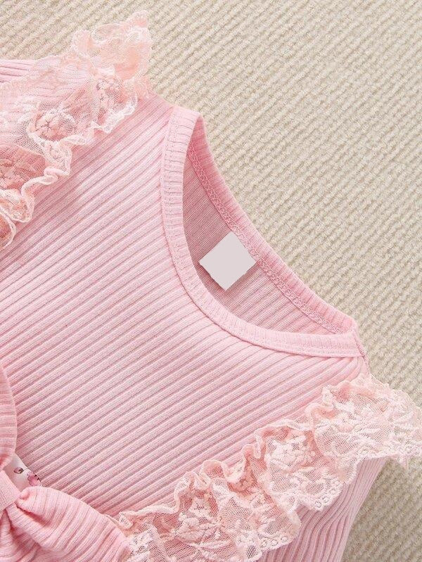 Baby Lace Ruffle Trim Bodysuit Dress