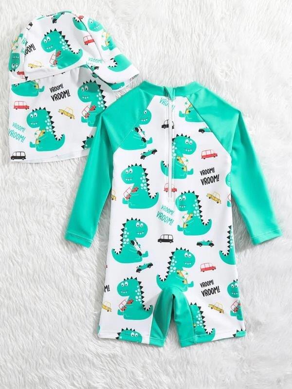 Baby Dino Swimming Costume With Sun Hat