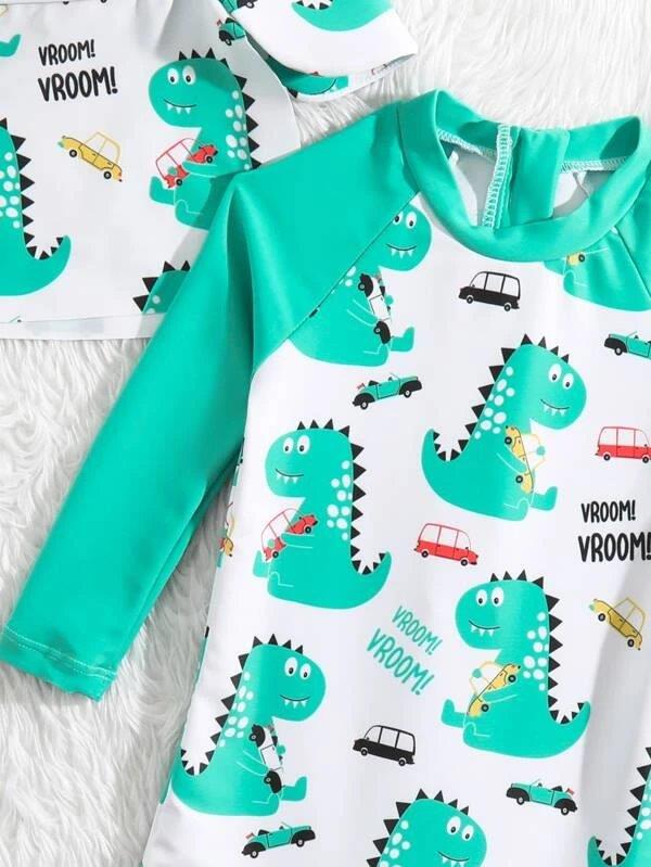Baby Dino Swimming Costume With Sun Hat