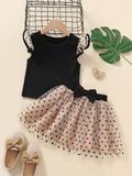 Toddler Girls Polka Dot Tee And Skirt Set