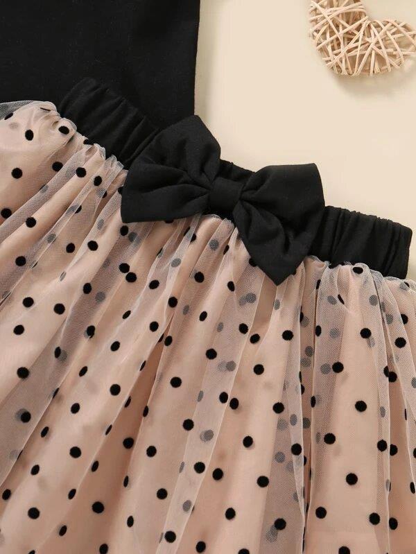Toddler Girls Polka Dot Tee And Skirt Set