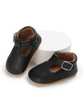 Baby Black Leather T-bar