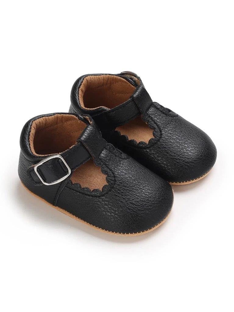 Baby Black Leather T-bar