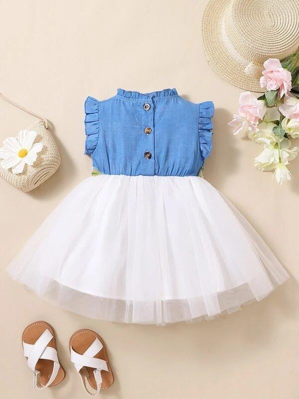 Baby Flower Ruffle Trim Dress