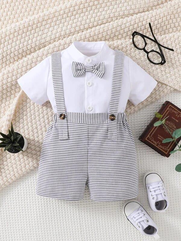 Baby Bow Tie Formal Stripe Outfit
