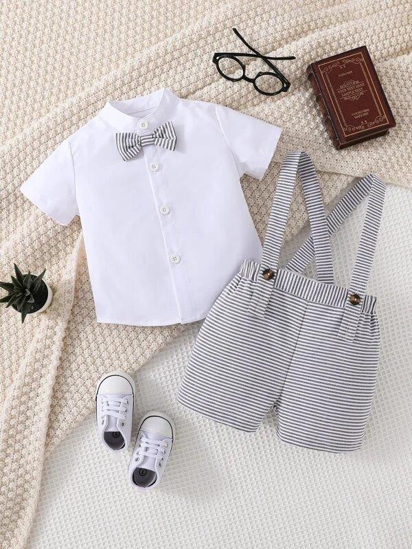 Baby Bow Tie Formal Stripe Outfit