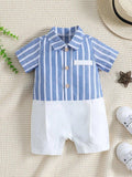 Baby Striped Half Button Romper