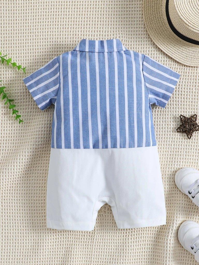 Baby Striped Half Button Romper