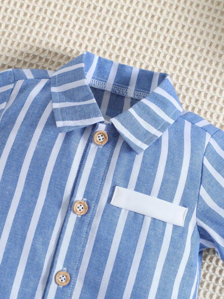 Baby Striped Half Button Romper