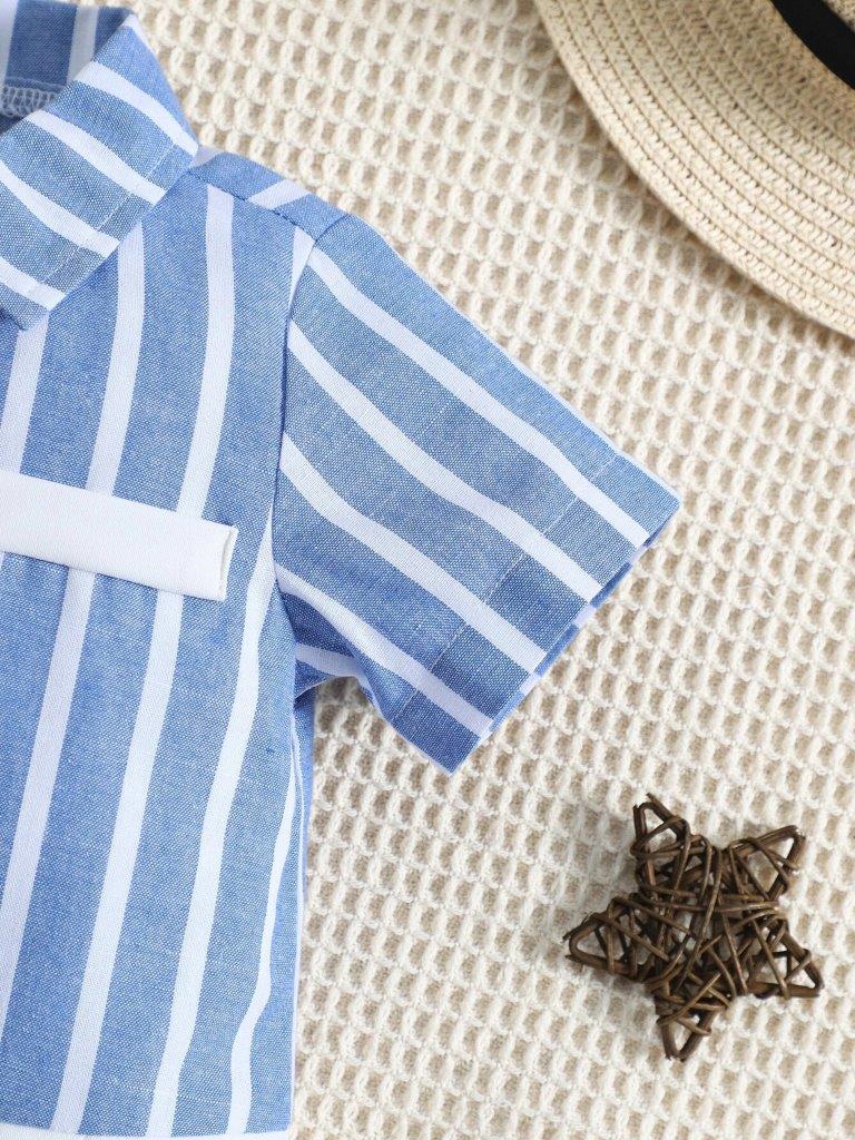 Baby Striped Half Button Romper