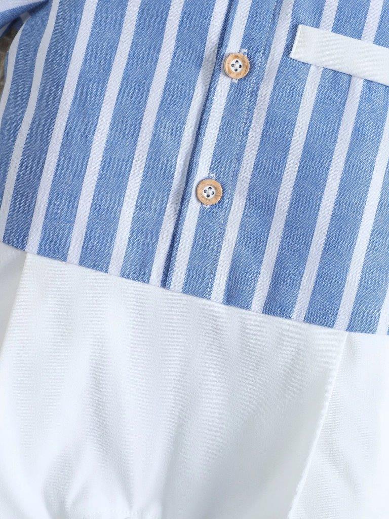 Baby Striped Half Button Romper