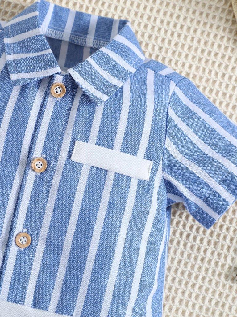 Baby Striped Half Button Romper