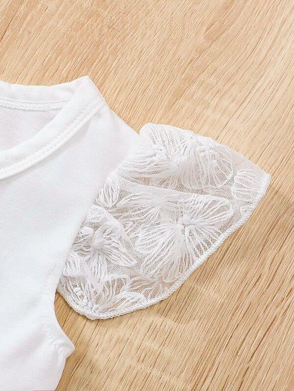 Baby Floral Ruffle Sleeve Bodysuit Set