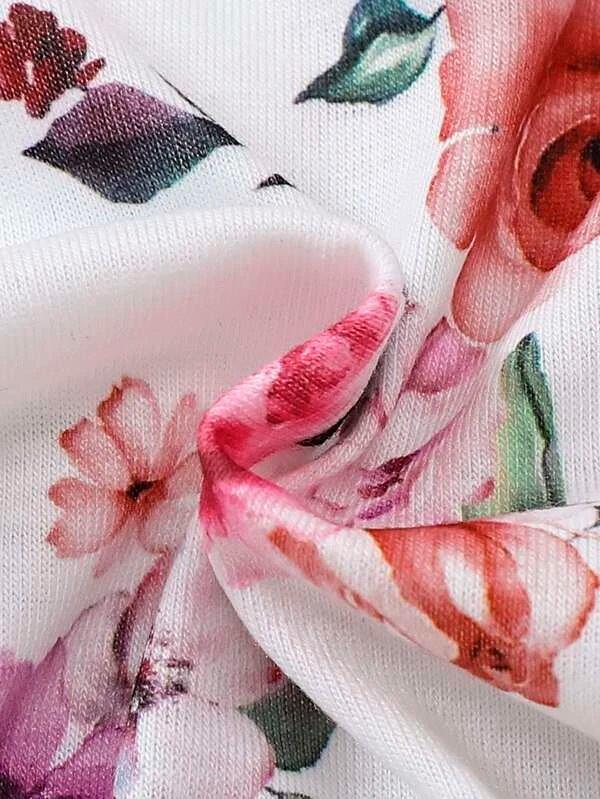 Baby Floral Ruffle Sleeve Bodysuit Set